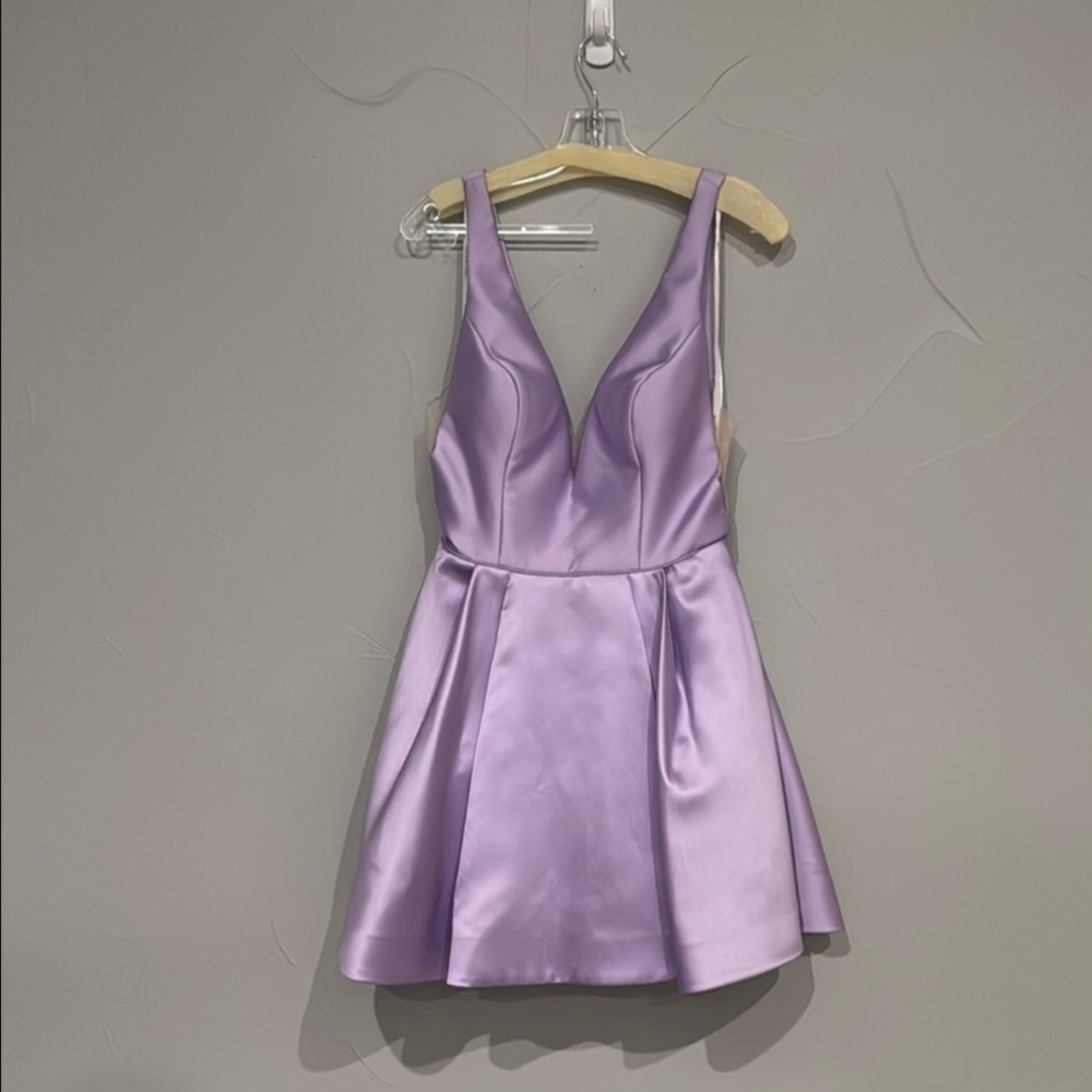 Sherri Hill Lilac Satin Midi Dress